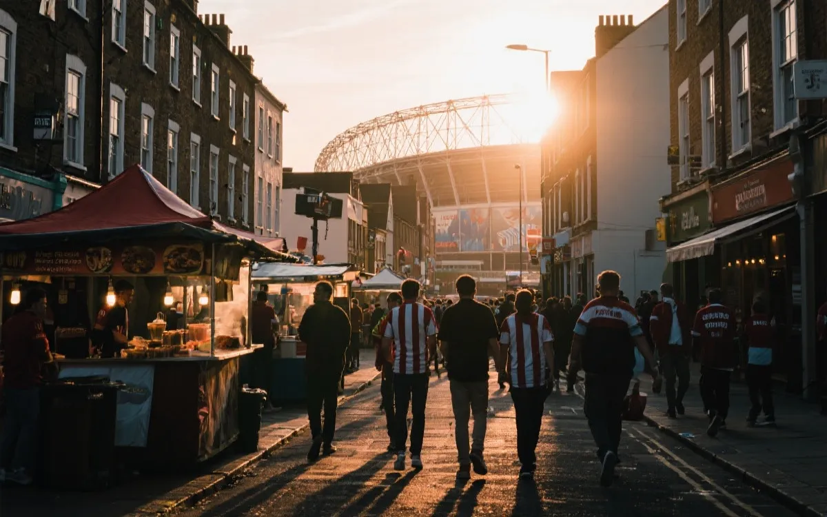 世界杯比赛日：城市街区、球迷聚会与球场看台的拼贴式旅行视觉